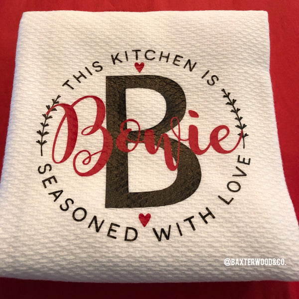 KITCHEN TOWEL - PERSONALIZED - THIS KITCHEN IS SEASONED WITH LOVE
