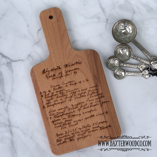 HANDWRITTEN RECIPE CUTTING BOARD - YOUR OWN RECIPE!
