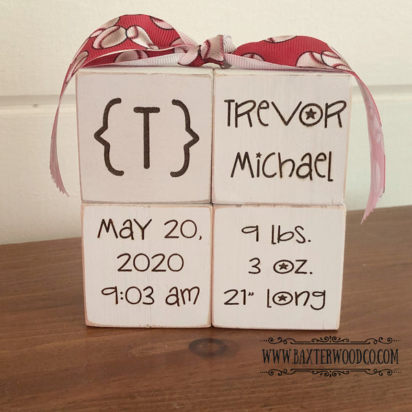 BABY KEEPSAKE BLOCK SET ENGRAVED PERSONALIZED/CUSTOM MADE