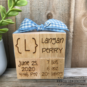 BABY KEEPSAKE BLOCK SET ENGRAVED PERSONALIZED/CUSTOM MADE