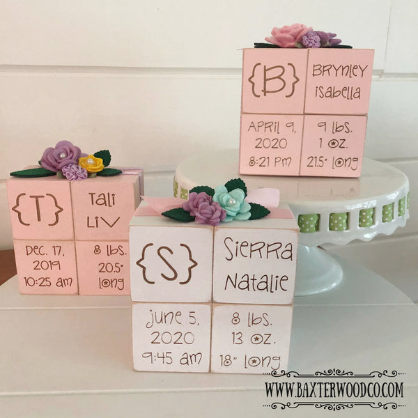 BABY KEEPSAKE BLOCK SET ENGRAVED PERSONALIZED/CUSTOM MADE