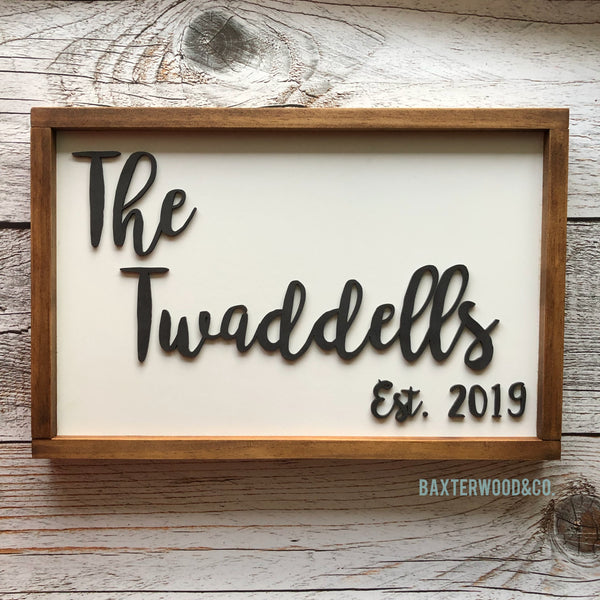FAMILY NAME ESTABLISHED 3D PERSONALIZED FRAMED ART