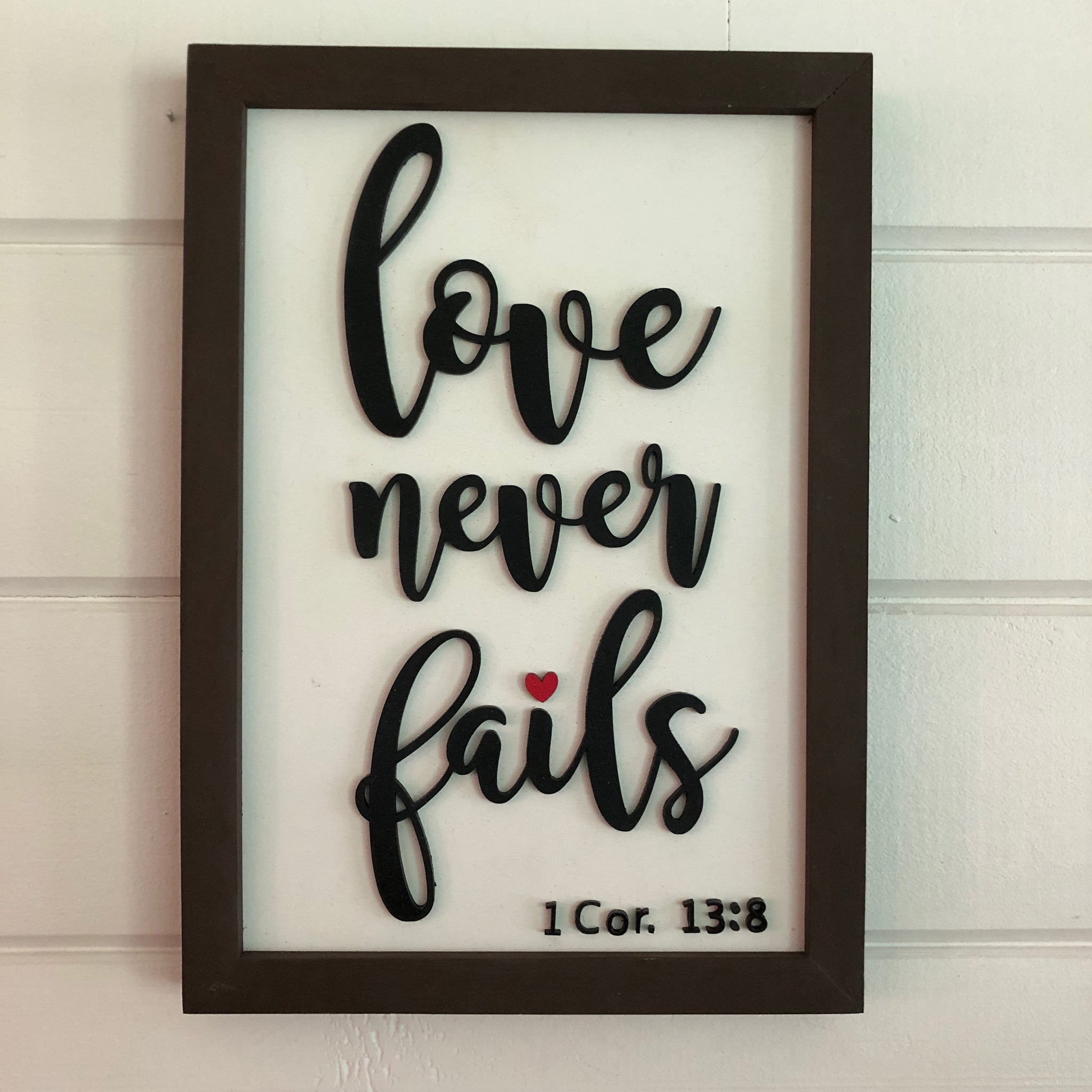 LOVE NEVER FAILS - 3D WALL FRAMED ART