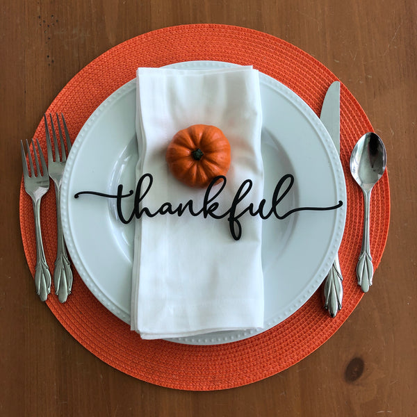 THANKSGIVING TABLE DECOR, TABLE PLACE SETTING, 3D WOOD WORDS