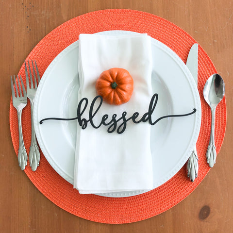 THANKSGIVING TABLE DECOR, TABLE PLACE SETTING, 3D WOOD WORDS