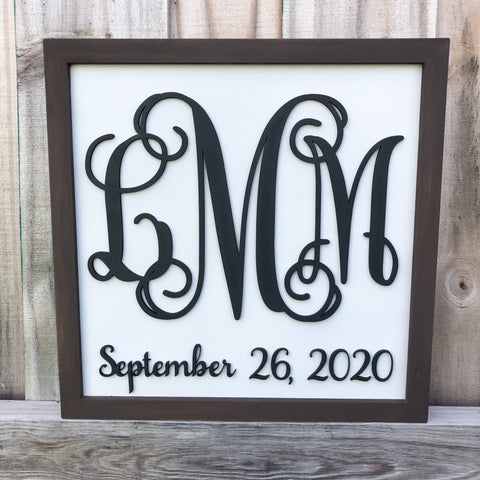 MONOGRAM 3D WEDDING FRAMED ART