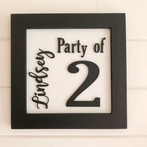 PARTY OF.... FAMILY NAME 3D FRAMED ART