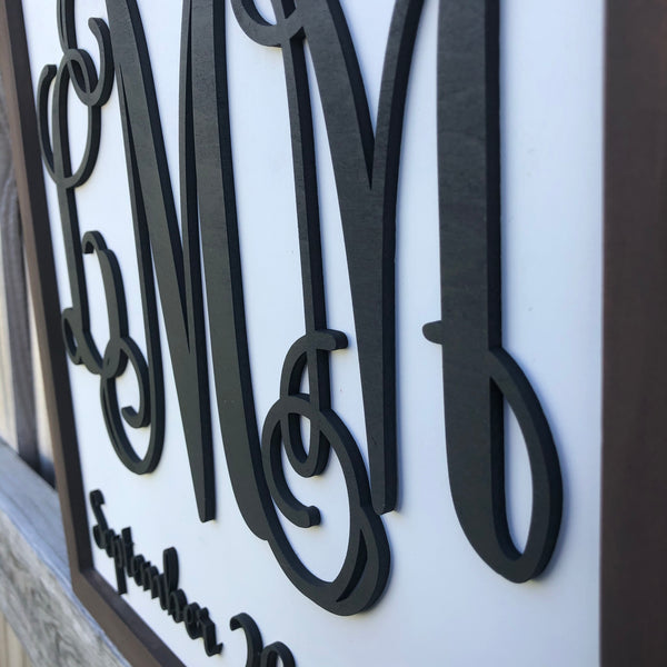 MONOGRAM 3D WEDDING FRAMED ART